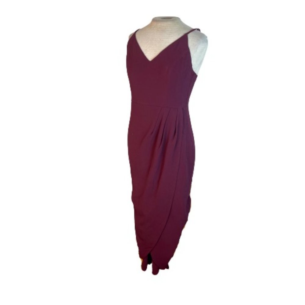 Showpo High Low Cross Front Midi Dress Burgundy Red Size 8